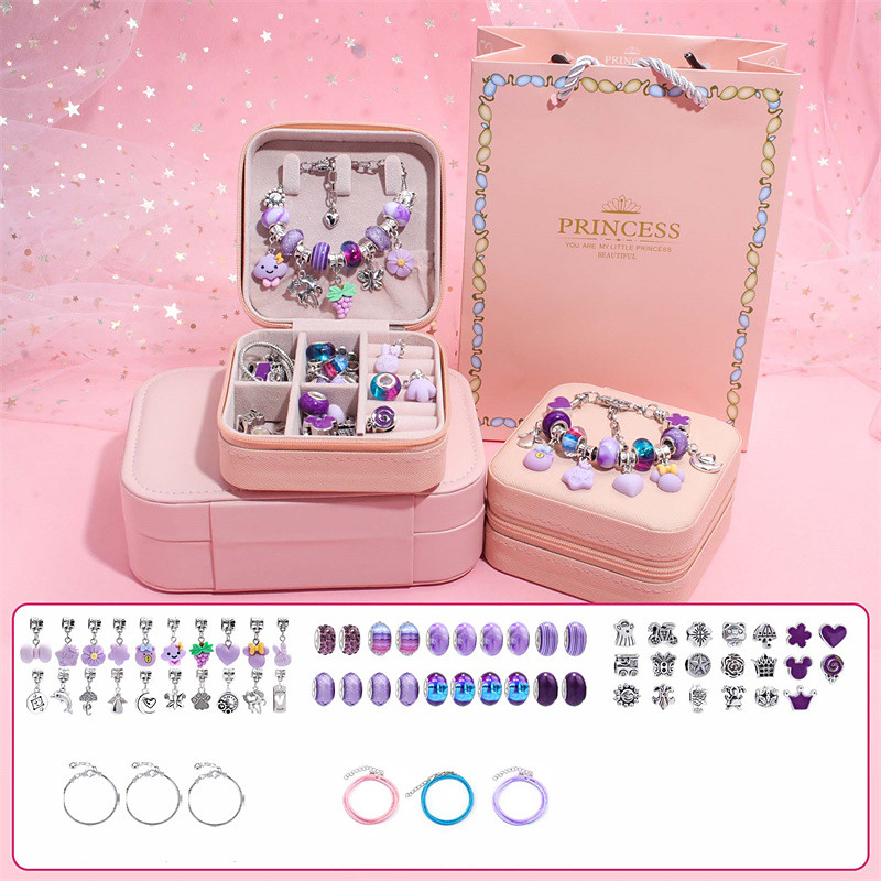 Hot-selling children's handmade diy beaded bracelet gift box set cute multicolor animation pendant resin bracelet jewelry Christmas Gift