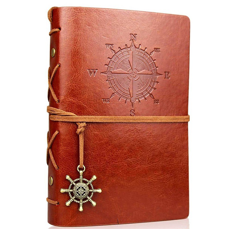 Travel Journal Notebooks Vintage PU Leather Note Book Quality Paper No Lines Thick and Smooth to Write in A6 Refillable Notebook 7 by 5 Inches 80 Sheets, Back to School Gift