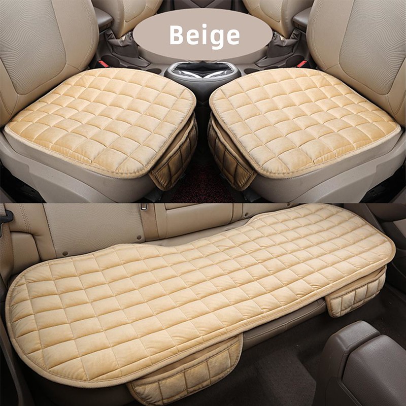 Plush Plaid Thicken Warm Car Seat Cushion Pad Car Seat Protector Car Front Rear Seat Covers For Car SUV Truck Car Accessories