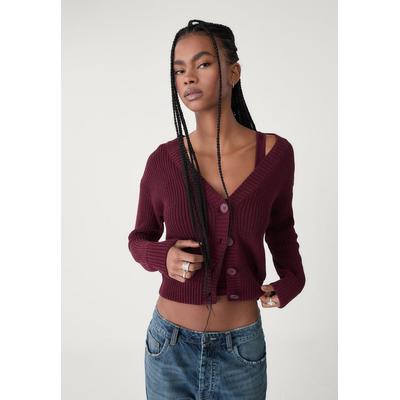Stradivarius Button-up knit cardigan Burgundy S