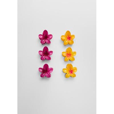 Stradivarius Set of 6 mini flower hair clips Neon pink OS