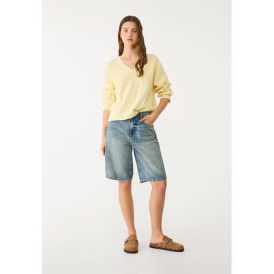 Stradivarius Felted V-neck sweater Yellow L