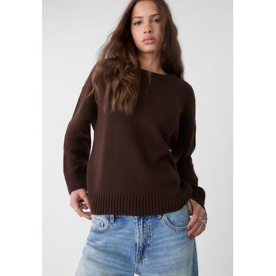 Stradivarius Crew neck knit sweater Brown S