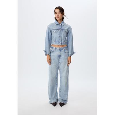 Stradivarius Shimmer denim jacket MEDIUM BLUE DENIM XS