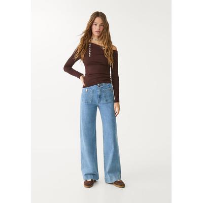 Stradivarius D77 Minimalist jeans with pockets Light blue 14