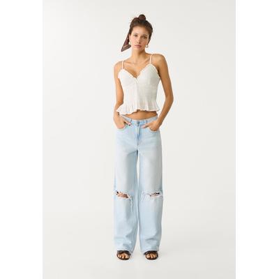 Stradivarius D92 straight wide-leg jeans Light blue 16