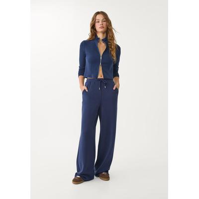 Stradivarius Soft-touch palazzo trousers Navy blue XL