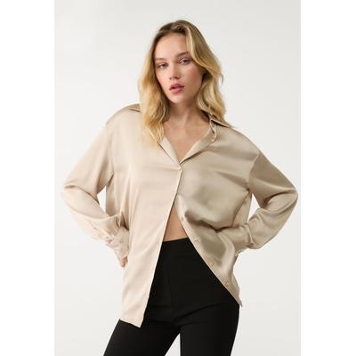 Stradivarius Satin collared shirt Stone S