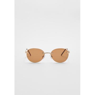 Stradivarius Oval metal sunglasses Brown OS
