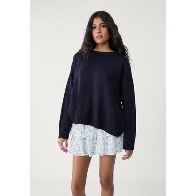 Stradivarius Crew neck knit sweater Navy blue S