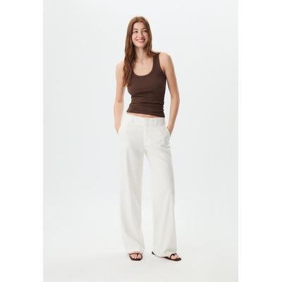 Stradivarius Flowing linen blend straight-leg trousers Ecru 4