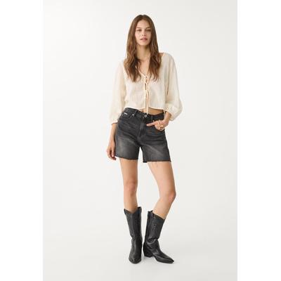 Stradivarius D93 Longline denim shorts Dark grey 4
