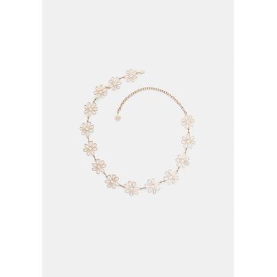 Stradivarius Floral metal belt Gold M