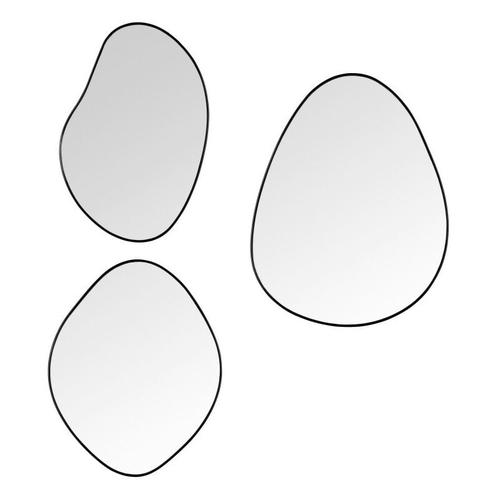 Boite A Design - Miroir déco design, Lot de 3 miroirs Viola, design organique Noir en Metal