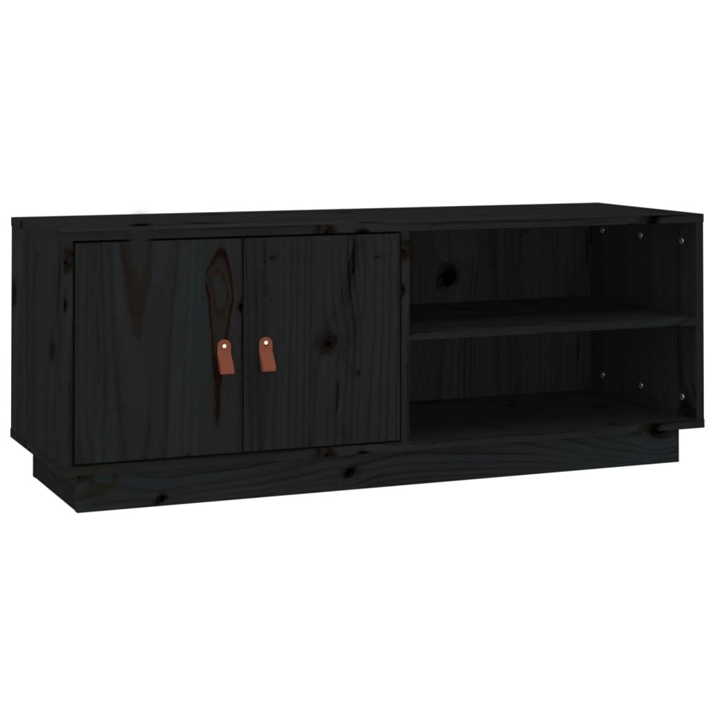 vidaXL TV-Schrank Schwarz 105x34x40 cm Massivholz Kiefer Image