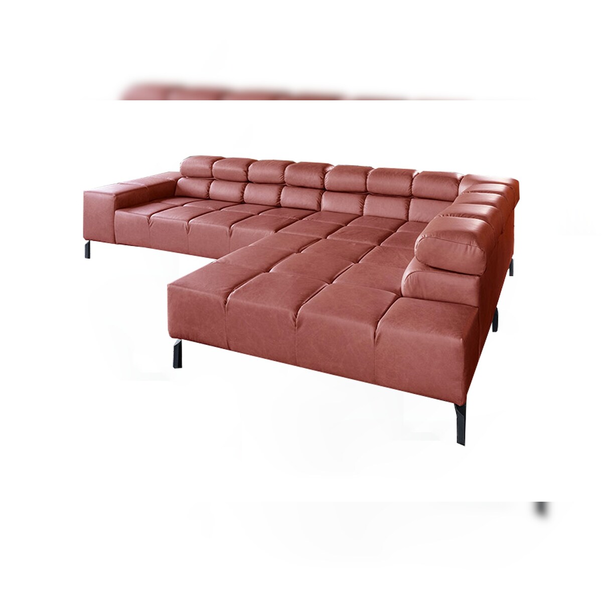 KAWOLA Sofa NELSON Ecksofa Leder rot Recamiere rechts Image