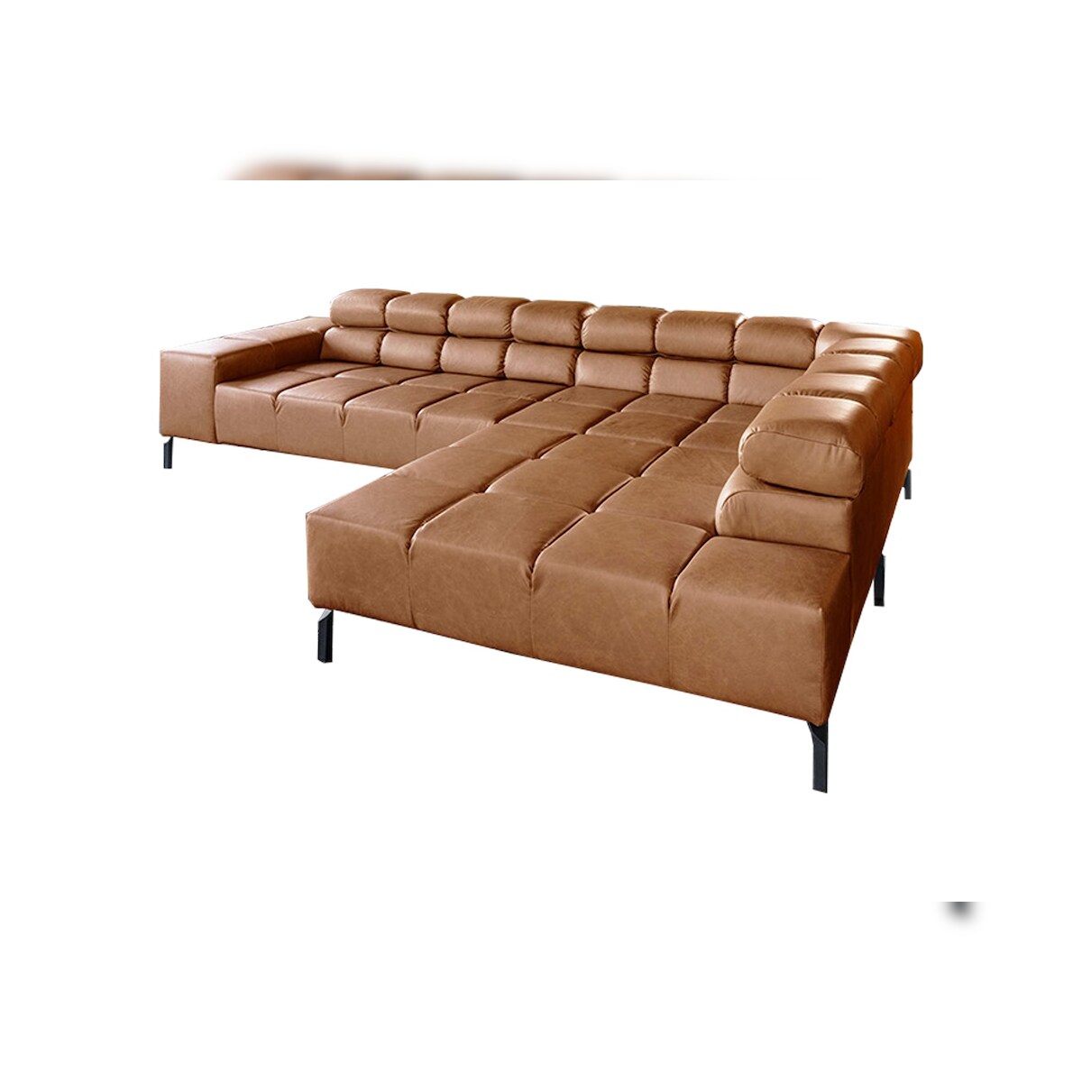 KAWOLA Sofa NELSON Ecksofa Leder cognac Recamiere rechts Image