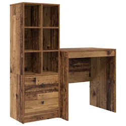 vidaXL Schreibtisch mit Stauraum Alte Holzoptik Holzwerkstoff Image