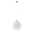 Lampe suspendue acier verre blanc H 120 cm