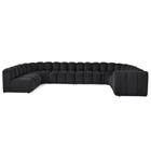 Canapé modulable 7 places angle gauche en tissu texturé noir