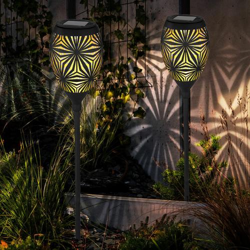 Außenlampe schwarz Steckleuchte Garten Solarlampe modern, Wegeleuchte Erdspieß Dekorstanzungen,