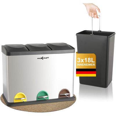 Mülleimer / Treteimer mit 3 Behältern - 54 Liter (3 x 18 Liter) - Maxcraft Image