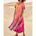 Femmes Robe Longue Maxi Robe Robe Décontractée Robe évasée Robe d'été Élégant Mode Romantique Extérieur Soirée Fête Coupe régulière Fleur Manche Courte Col ras du cou bleu marine Orange Gris Été
