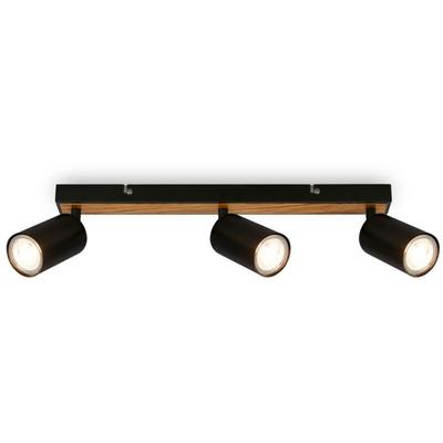 Briloner - Deckenstrahler Deckenleuchte Deckenlampe Schlafzimmer Schwenkbar 3-flammig Holz Image