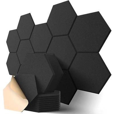 Sinbinta - 12 Stück Akustik Panel,30x26x0.9cm Hexagon Akustik Absorber Schallschutzplatten Image