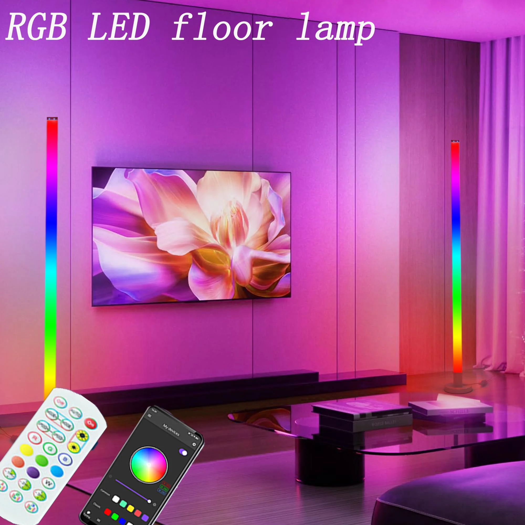 150 cm intelligente Eck-Stehlampe, dimmbar, APP-Steuerung, RGB-LED, moderne Stimmungsbeleuchtung, Standbeleuchtung für Schlafzimmer, Gaming, Wohnzimmer