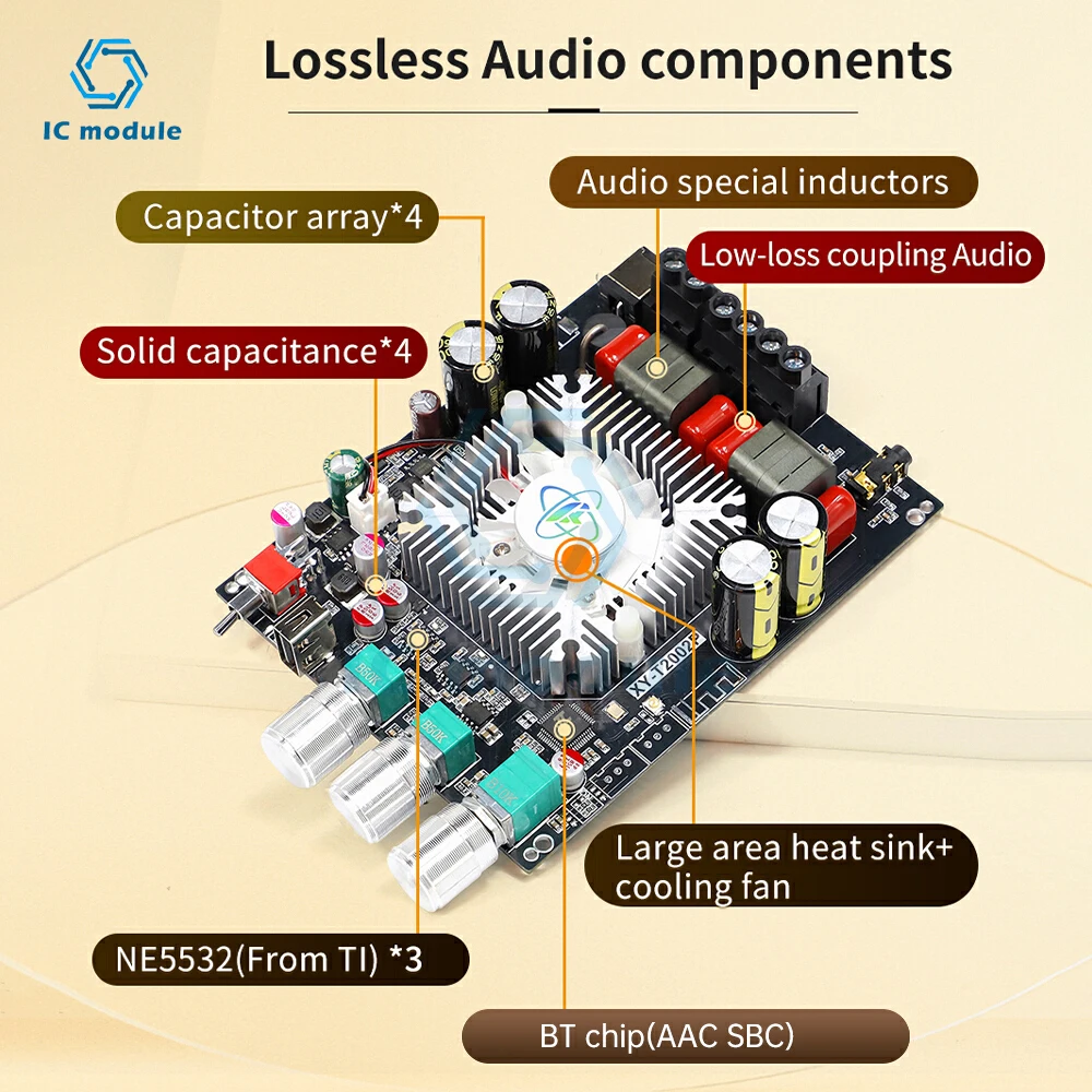 XY-T2002P Verbesserte BT Digitalverstärkerplatine TPA3223 200 W + 200 W Stereo-Audio-Verstärkermodul für Heimkino Image