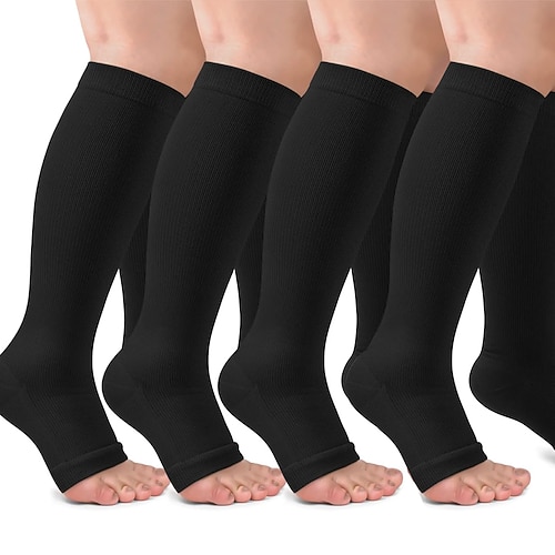4 Paar Kompressionsstrümpfe ohne Zehen, 15–20 mmHg, Neuropathie-Socken, Ballenzehen-Socken, Kompressionsstrümpfe mit offenen Zehen für Männer und Frauen, geeignet zum Laufen, für Krankenpflege, Reisen, Radfahren und Sport