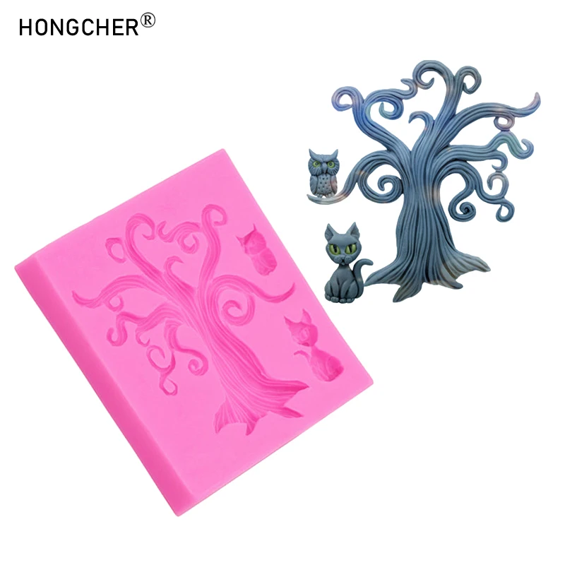 Baum des Lebens Eule DIY Flip Süßigkeiten handgemachte Schokolade Kuchen Dessert Dekoration Form Baum des Lebens Ornamente Anhänger Tropfformen Image