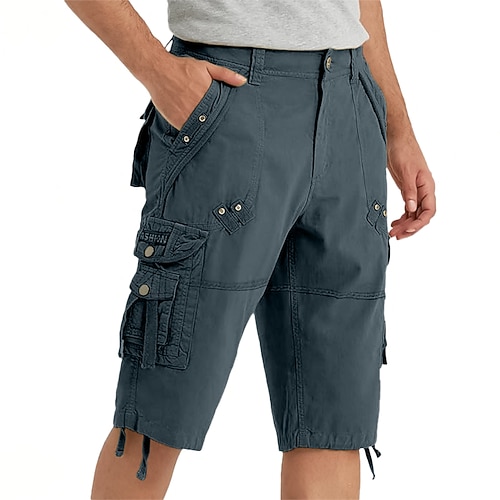 Herren Capri-Cargo-Shorts Outdoor Shorts Freizeitshorts Wander-Shorts Baggy-Shorts Mehrere Taschen 8 Tasche Einfach tragbar Feuchtigkeitsableitend Wadenlang Outdoor Lässig Täglich Mode Streetwear Image