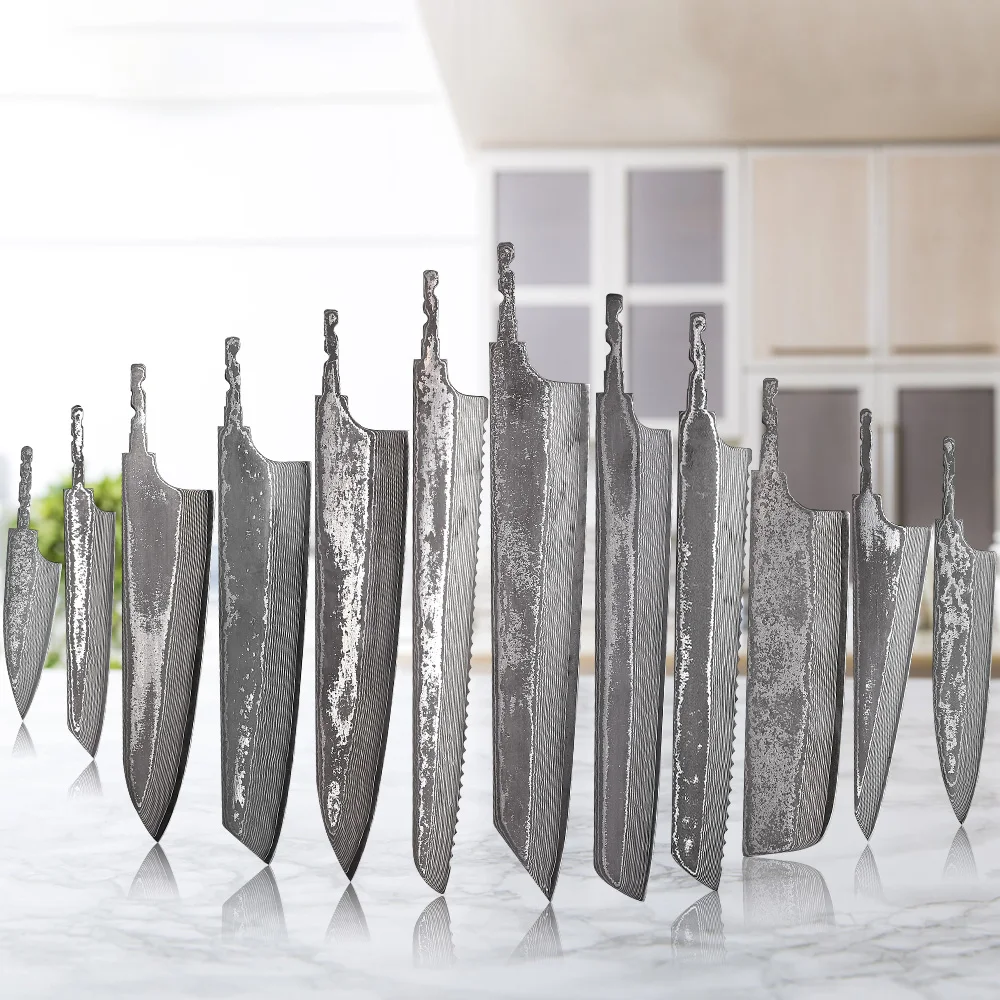 F.YOUNG DIY Damaskus Stahl Japanische Küche Kochmesser Rohling Klinge VG10 Full Tang Integral Hand Geschmiedet Scharfe Kanten Herstellung Werkzeuge Image