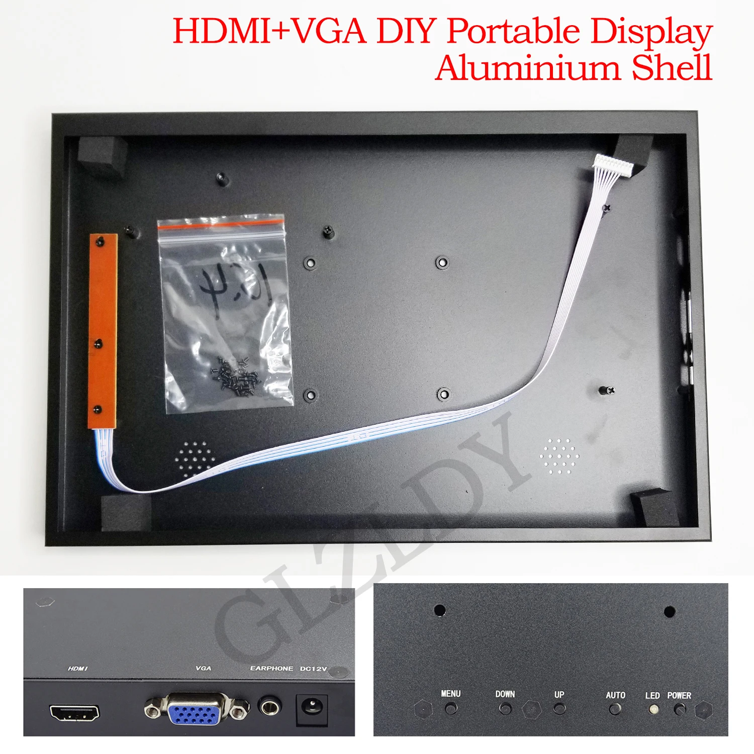 9,7 Zoll 11,6 Zoll 14 Zoll 15,6 Zoll HDMI+VGA Treiberplatine DIY Aluminiumlegierungsgehäuse mittel für LVDS EDP DIY tragbarer Bildschirm Image