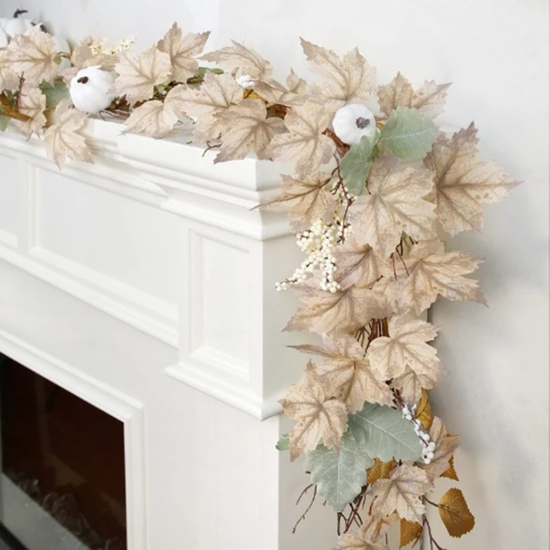 Herbst Dekor Herbst Ahorn Blatt Kürbis Beeren Girlande Thanksgiving Halloween Home Mantel Kamin Dekorationen hängen Lieferungen Image