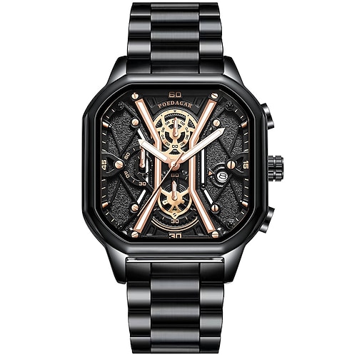 Mode Herren Armbanduhren Luxus Chronograph Leuchtende wasserdichte Datums Männer Uhr Quadrat Zifferblatt Leder Quarz Herren Uhren Image