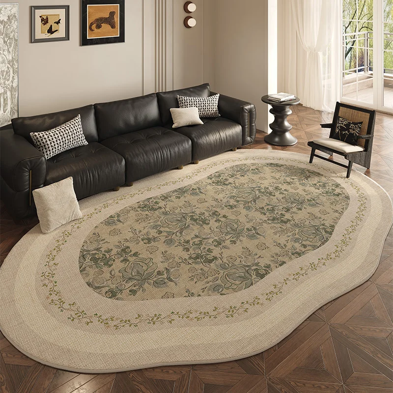 VIKAMA Französischer Retro-Wohnzimmerteppich, unregelmäßig geformtes Sofa, Couchtischunterlage, weiche Schlafzimmer-Nachttischdecke, Heimdekoration Image