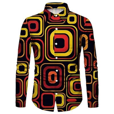 Retro Vintage 1970er Hemd Disco Geometrisch Psychedelisch Herren Halloween Karneval Musikfestival Pride Parade Erwachsene Hemd Image