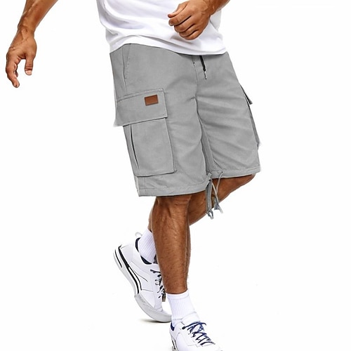 Herren Cargo-Shorts Outdoor Shorts Camping-Shorts Freizeitshorts Wander-Shorts Elastischer Bund Mehrere Taschen Gerader Schnitt Einfarbig Einfach Feuchtigkeitsableitend tragbar Knielang Täglich Laufen Image