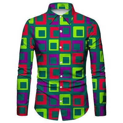 Retro Vintage 1970er Hemd Disco Geometrisch Psychedelisch Herren Halloween Karneval Musikfestival Pride Parade Erwachsene Hemd Image