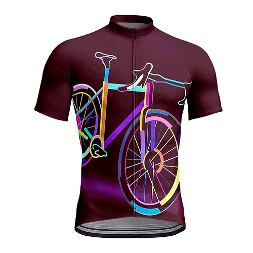 Herren Radtrikot Grafik Geometrisch Kurzarm Fahhrad T-Shirt Oberteil mit 3 Gesäßtaschen Mountainbike MTB Straßenradsport UV-beständig Schnelltrocknend Frontreißverschluss Reflektierende Streifen Sport Image