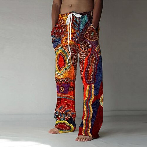 Herren Marmor Abstrakte flüssige Kunst Hose Freizeithose Baggy-Hosen Mittlere Taille Lässig Outdoor Urlaub Seitentaschen Weites Bein Elastischer Kordelzug in der Taille Sommer Frühling 3D-Druck Image