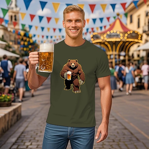T-Shirt Bayerisch München Deutsch Lustig T-Shirt Ärmel Grafik für Herren Erwachsene Heißprägen für Karneval Oktoberfestbier Party Image