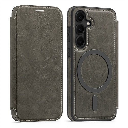 Handy Hülle Handyhüllen Für Samsung Galaxy S25 S25 Edge S24 S23 Ultra Plus S24 FE S22 Magnetische Adsorption Flip-Cover Unterstützt kabelloses Laden Kartenfach Stoßfest TPU PC PU-Leder Image
