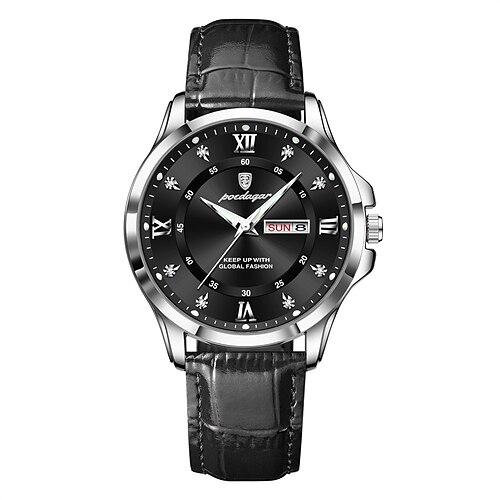 Top Luxus Mann Uhr Datum Woche wasserdicht leuchtende Leder Herren Armbanduhr lässig männlich Uhr Sport Herren Quarzuhren