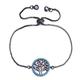 hollow round tree of life with blue zircon edges, adjustable women's charm chain