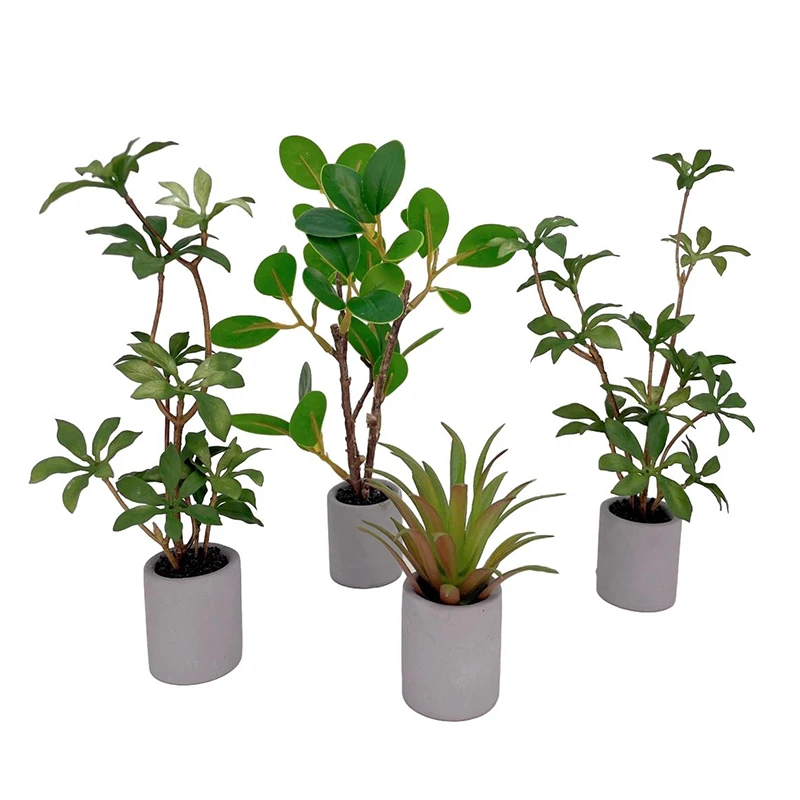 1:6 Casa delle bambole in miniatura Pianta in vaso Vaso per piante a foglie verdi Bonsai Decorazioni per il giardino di casa Accessori per la casa delle bambole giocattolo