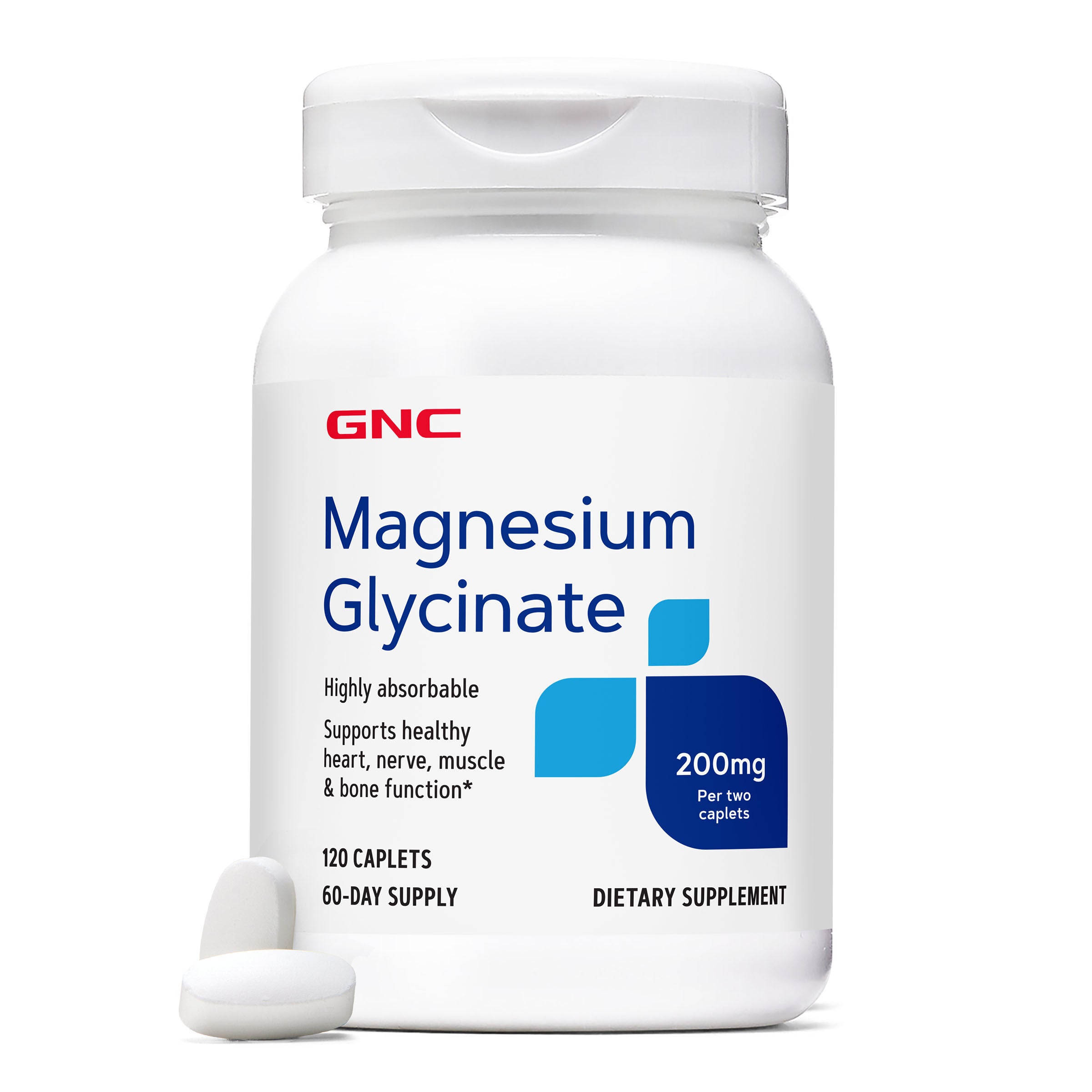 Magnesium Glycinate 200Mg Healthy - 120 Caplets (60 Servings)